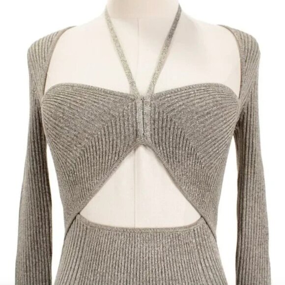 Jonathan Simkhai Danika Cut Out Midi Dress Ribbed Knit in Nougat M NWT $498 - Picture 4 of 7